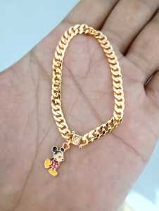 gelang titanium rantai bayi anak perempuan sampai 12 tahun karakter lucu dan cantik anti luntur