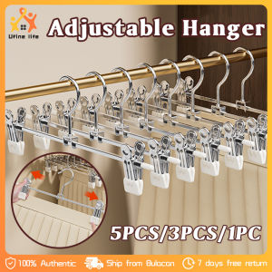 5pcs/3pcs Adjustable Hanger with Clip Pants Hanger Skirt Bra Clothes Pants Clip Hat Storage Clip Clothes Hangers