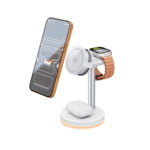 25W Qi2.2 Magnetic 3-in-1 Wireless Charger with TEC Active Cooling & Night Light for iPhone 17/16 AirPods Apple Watch Features medical-grade TEC semiconductor cooling technology.