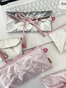 Bows Purse Flip Pencil Case Simple Wallet Pouch Money Bag Makeup Storage Bag Change Bag Quilted Change Purse