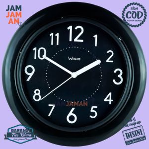 Jam Dinding Analog Dekorasi Rumah Minimalis BestSeller Wawa WW1111 Unik Hitam Keren
