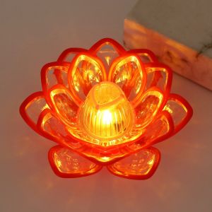 DIWALI LED Electronic Candle Lotus Lamp Buddha Offering Lamp Simulation Candle Long Lasting Lamp Candlestick Deepavali Pendant Lamp