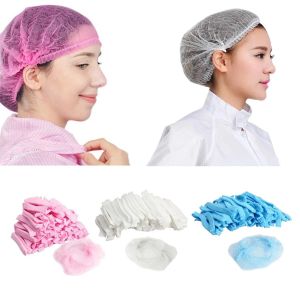 100PCS Disposable Hair Head Cover Cap Net Non Woven Cap Universal Size Net Bouffant Caps Hats