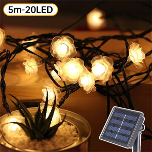 【Buy 1 Take 1】Solar Flower Strings Lights Christmas Lights Outdoor 5M/7M Cherry Blossoms Rose String Lights 100LED Outdoor Lights Waterproof LED With Solar Panel Christmas Decoration For Home