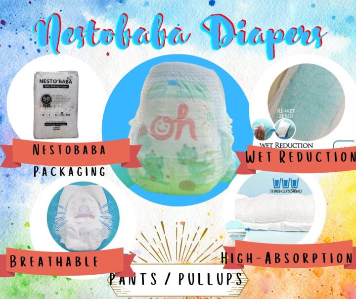 Nestó'baba and Baby Korean Diapers Magic Tape and Pants Diapers by 50s