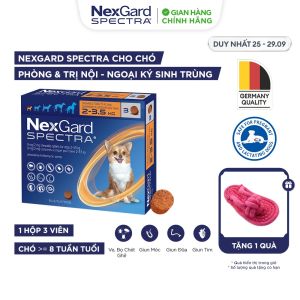 NexGard SPECTRA - Viên nhai phòng & trị nội ngoại ký sinh (ve rận bọ chét ghẻ demodex sarcoptes giun) dành cho Chó