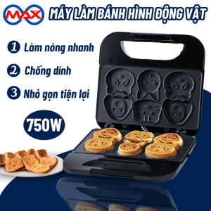 Máy làm bánh khuôn 6 hình động vật máy nướng bánh hình thú chống dính làm bữa sáng cho bé hình thù dễ thương tiện lợi