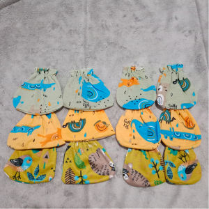 Promo 3stel Sarung Tangan Kaos Kaki Bayi Baru Lahir Motif Printing Variasi Bayi Motif Cowok/Cewek