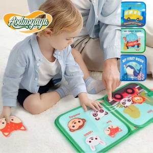 Aoduoyaya Baby Soft Cloth Book English Early Educational Animal Tails Learning Fabric Book Buku Kain Bayi Ramadan