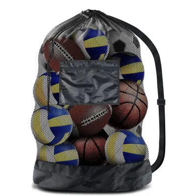 COLOO Extra Large Sports Ball Bag Mesh Durable Sturdy Basketball Soccer Ball Bag Team Work Ball Bags Widely Applicable Drawstring Bags Soccer