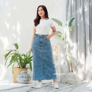 Theana Rok Jeans Skrit Panjang karet wanita
