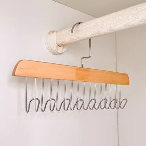 Natural Hardwood Non-Slip Hanging Hook Holder for Ties Underwear and Bras