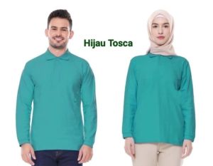 ( HIJAU TOSCA ) Kaos kerah lengan panjang FO POLOS HIJAU TOSKA / Kaos Kerah katun Premium/  Kaos Kerah Polos Panjang FO POLOS - TOSCA