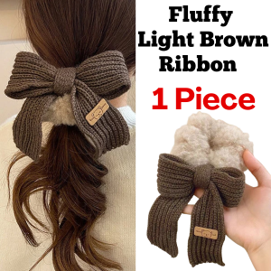 AIDA XL Plush Scrunchie Knitted Ribbon Fluffy Crush Ponytail Hair Tie Ring Donut Rubber Band Hair Accessories 蝴蝶结毛绒大肠圈发圈