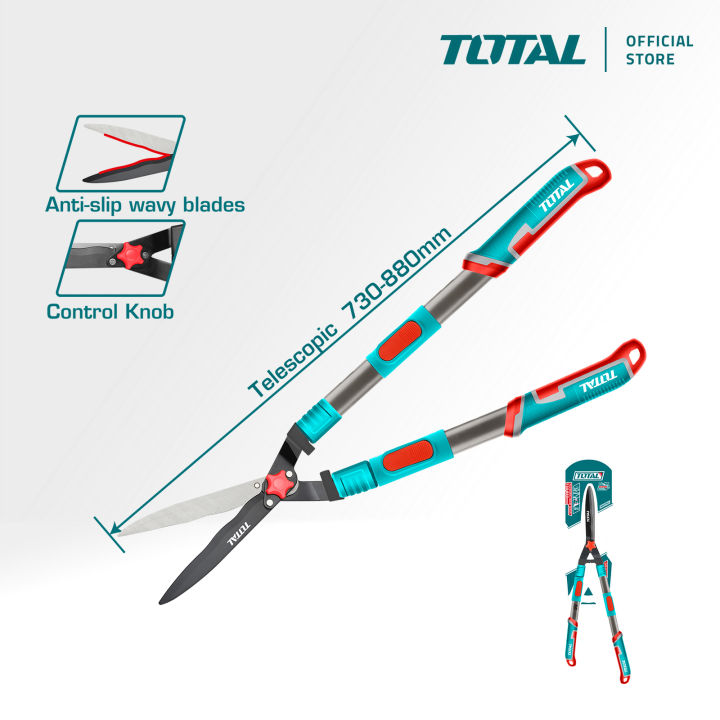TOTAL Tools Telescopic Hedge Shears with Heat Treatment Blade (730-880mm / SK5) THTS1516306