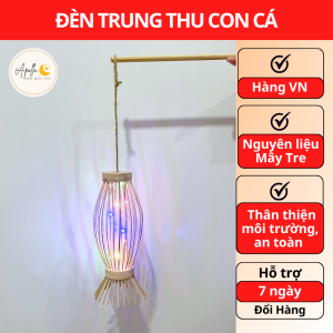 (Xưởng HCM) Đèn Lồng Trung Thu Mây Tre Mẫu Con Cá Ánh Sáng Nhiều Màu