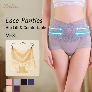 『Brelira』High Waist Lace Panties Tummy Control Hip Lift Seamless Full Coverage Breathable Skin-Friendly Cotton Underwear