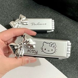 Sanrio Folding Hair Comb Hair Styling with Mirror Anime Cinnamoroll Kuromi Melody Portable Travel Small Comb Tools Nice