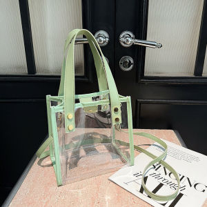 Unique new spring-summer large-capacity fashionable transparent handbag jelly beach bag for women shoulder or crossbody makeup casual bag
