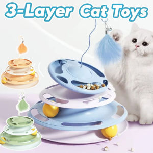 3-Layer Cat Toys Cat Spinning Turntable Tower Track Spinning Balls Waterproof Material Mainan Kucing
