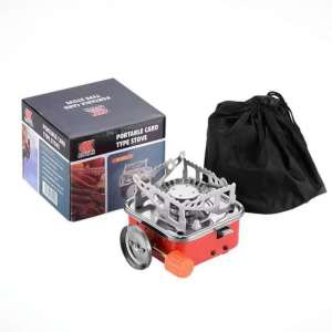 Portable 2 IN 1 Butane Gas Stove With Box 7800BTU Windproof Design with Propane Hose Auto Ignition for Mini Camping