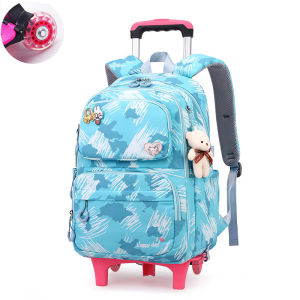 New 6-wheel Trolley Schoolbag Pupils Grades 3-6 Waterproof Wear-resistant Fashion Detachable Backpack