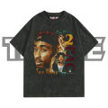 TUPAC 2PAC Two Times Two Oversize T-Shirt | Wash Hitam | Kaos Aesthetic | Atasan Pria Wanita | Baju Cowo Cewe | Unisex | Kaos Musik Washing. 