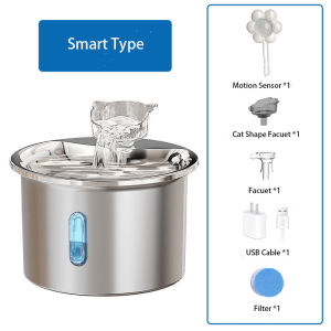 2L Pet Automatic Water Fountain Stainless Steel Cat Water Dispenser with Filter For Cat Dog Drinking Fountain With Ultra-Quiet Pump And Water Level Window