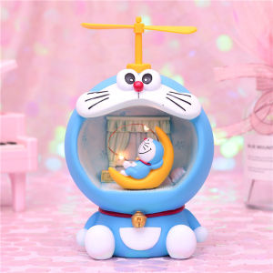 Cute Cartoon Doraemon Piggy Bank Night Light Japan Anime Bedroom Lights For Children Bedside lamp Birthday Gift Resin Ornaments Room Decor