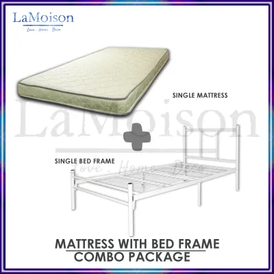 Lamoison SET Bed Frame With Mattress Single Bed Frame With Mattress Single Mattress Katil Single Tilam Single - CM-BF01