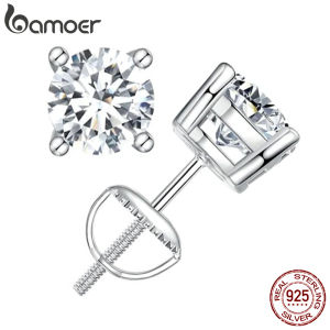 Bamoer 0.5-1ct Moissanite Screw Back Earrings for Women D Color VVS1 Clarity Lab Created Diamond Earring White Gold Earrings2026