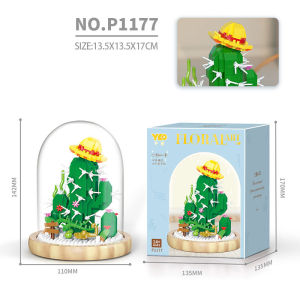 PAIFU Mini Building Block 3D DIY Assembled Flower Bouquet with LED Decoration Micro Bricks Nano Block toy Potted Plants Small Particles Blocks Building Set Toys Gift Others With Protective Cover Send Greeting Cards