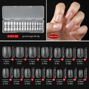 PINPAI 240PCS No Crease Long Coffin False Nail Art Tips Short Square Almond Full Cover Artificial Fake Nails Tips Nail Extension Tools