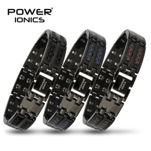 【FDA Registration】Power Ionics Mens black/blue/red carbon fiber 100% Pure Titanium Magnetic Therapy Bracelet Wristband improve blood circulation