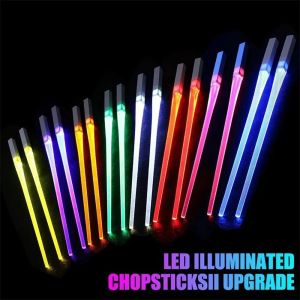 YERZ 1pair Colorful Light Up Chopsticks LED Reusable Glowing Chop Sticks Multifunctional Detachable LightSaber Chopsticks Party Supplies