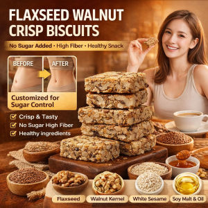 [0 Sucrose High Fiber] Flax Seed Walnut Crisps Healthy Food Natural Ingredients Flaxseed Walnut Cookies Meal Replacement Pastry