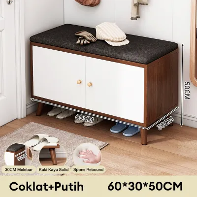 Rak Sepatu Kursi Lemari Sepatu Tertutup rak sepatu di pintu masuk lemari penyimpanan dengan bantal empuk