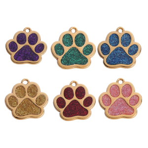 Dog Cats Collar Footprint Blingbling Charm for DIY Necklace Bracelets Charm with Glittering Lovely paws Shape
