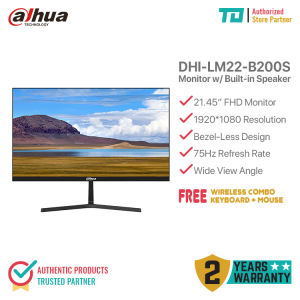 Dahua DHI-LM22-B200S 21.45" FHD Monitor with Built-in Speaker | 75Hz Refresh Rate | Wide View Angle | Low Blue Light