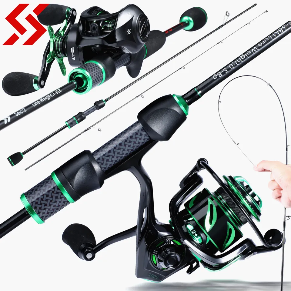 UL Fishing Rod Set Full Kit 1.68m/1.8m Spinning and Casting Rod with 12+1  BB 8kg Drag Spinning Reel and Baitcasting Reel for Pond Stream and River  Fishing Rod and Reel Set.