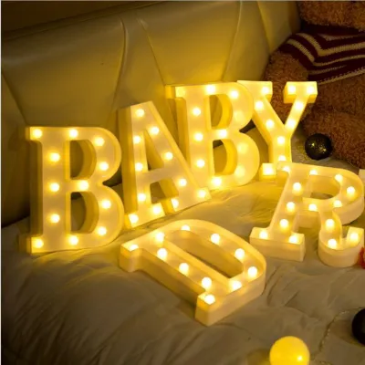 Balonasia Dekorasi Alfabet Lampu LED Illuminated Marquee Sign - Dekorasi LED- hiasan kamar / natal / tahun baru / Letter Sign Light Battery Operated (23cm x 4cm)