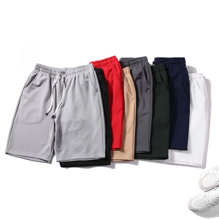 Short Men Shorts Solid Color Drawstring Summer High Stretch