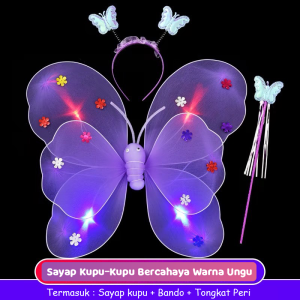 Sayap kupu kupu/Hadiah Tongkat Sihir Anak-anak/sayap peri anak perempuan/Dekorasi Punggung Sayap Kupu-kupu Malaikat Punggung Gadis Kecil Bercahaya /Tongkat Peri Gadis Putri/kostum karnaval anak/kostum anak/Mainan anak perempuan