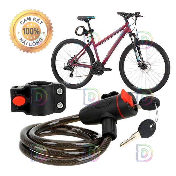 Khoá Dây Cáp Xe Đạp, Xe Máy. Khoá cáp chống cắt 10mm, dài 1m, chìa khoá ...