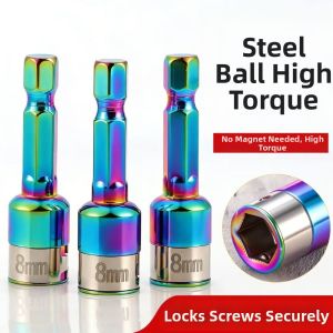 INTOONE 1/5Pcs Non-ic Pneumatic Screwdriver Sleeve 8mm High Hardness Colorful Sockets Multi-purpose Clamp-type Hex Shank Socket for Pneumatic Screwdriver