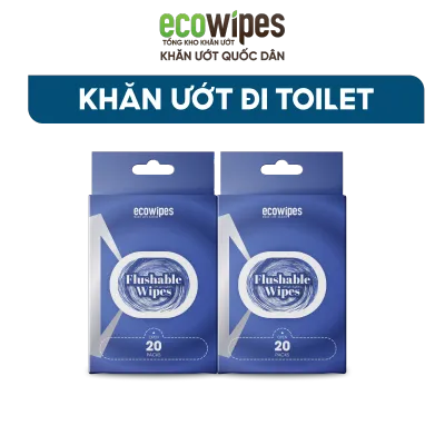 HÀNG CÔNG TY_Combo 2 hộp 40 gói khăn ướt đi toilet Flushable Wipes gói 1 tờ tan trong nước