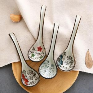 ZYJC MALL Adults Baby Japanese Style Dinnerware Eating Mixing Kitchen Utensil Tableware Cutlery Soup Spoons