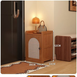 UrbanSpace SG- Japanese-Style Solid Wood Shoe Rack Dust-Proof Shoe Cabinet For Home Entrance Multi-Layer Indoor Shoe Storage Cabinet With Integrated Wall-Mounted Umbrella Stand