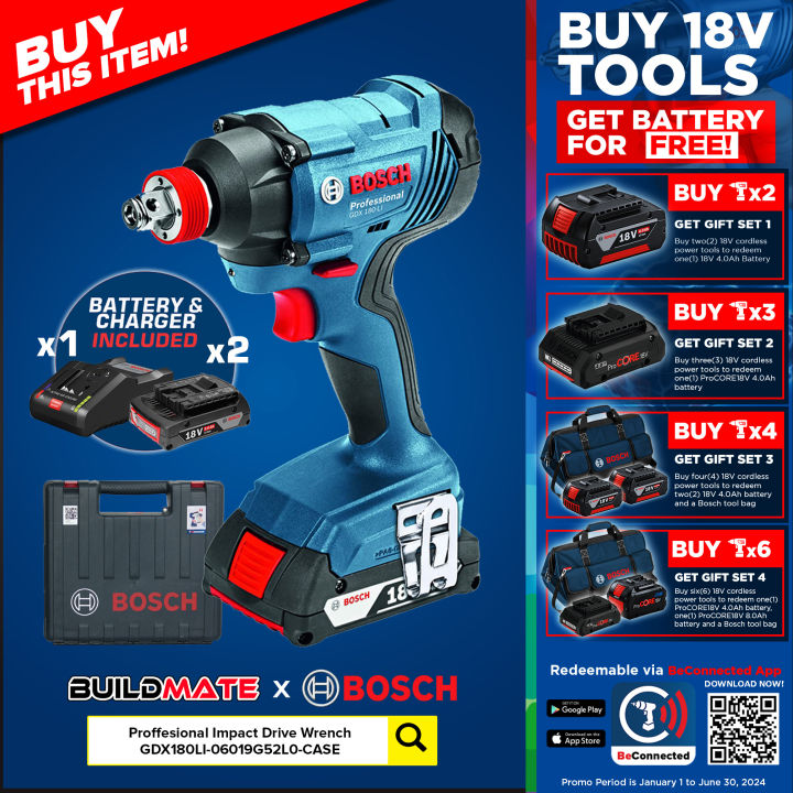 Bosch Professional Cordless Impact Wrench With 2x Battery And Charger