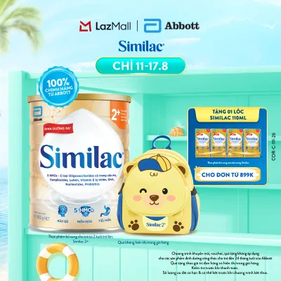 [CHỈ 11-17.8 QT ĐƠN 899K-SLCH] Sữa bột Similac 2+ 800g đột phá dinh dưỡng 5G cho trẻ từ 2-6 tuổi + Balo Gấu Similac